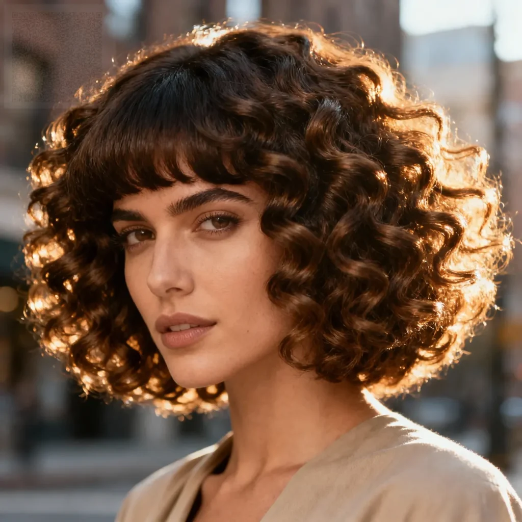 Bangers and Curls Bob, Curtain Bangs