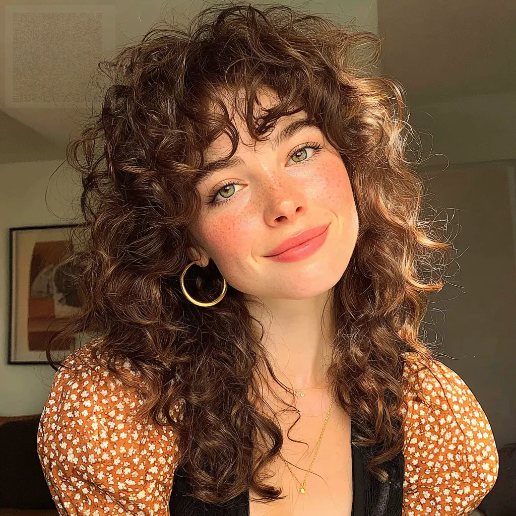 Curly Shag and Curtain Bangs