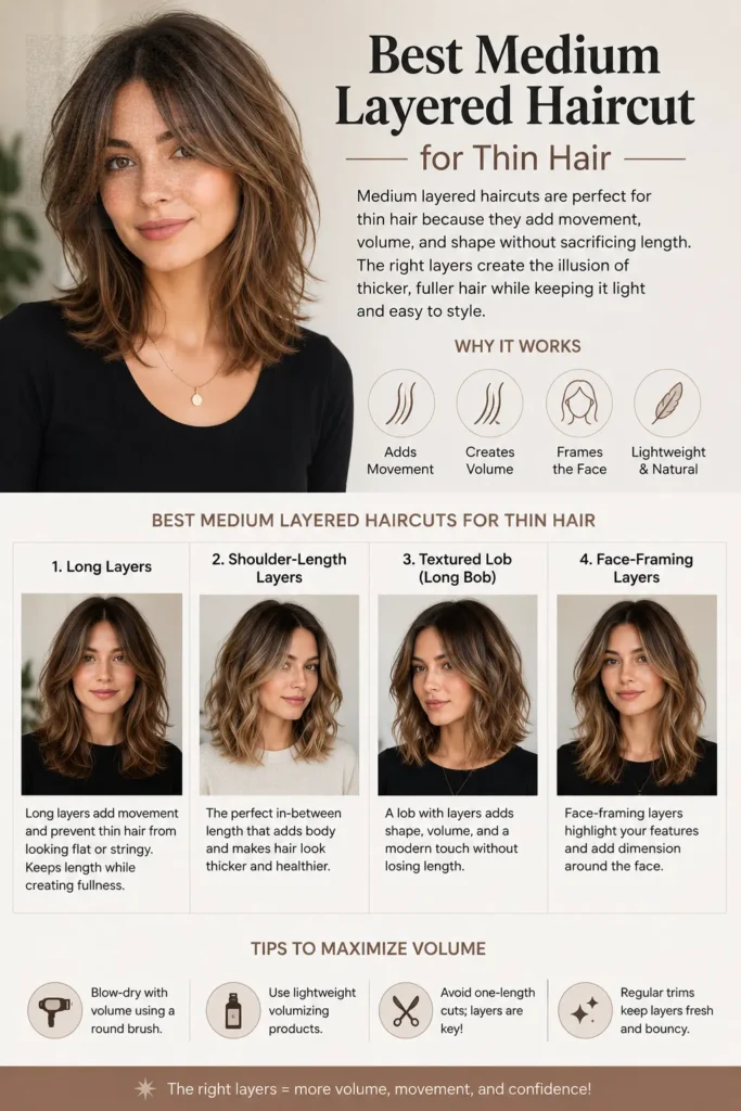 Best Medium Layered Haircut for Thin Hair