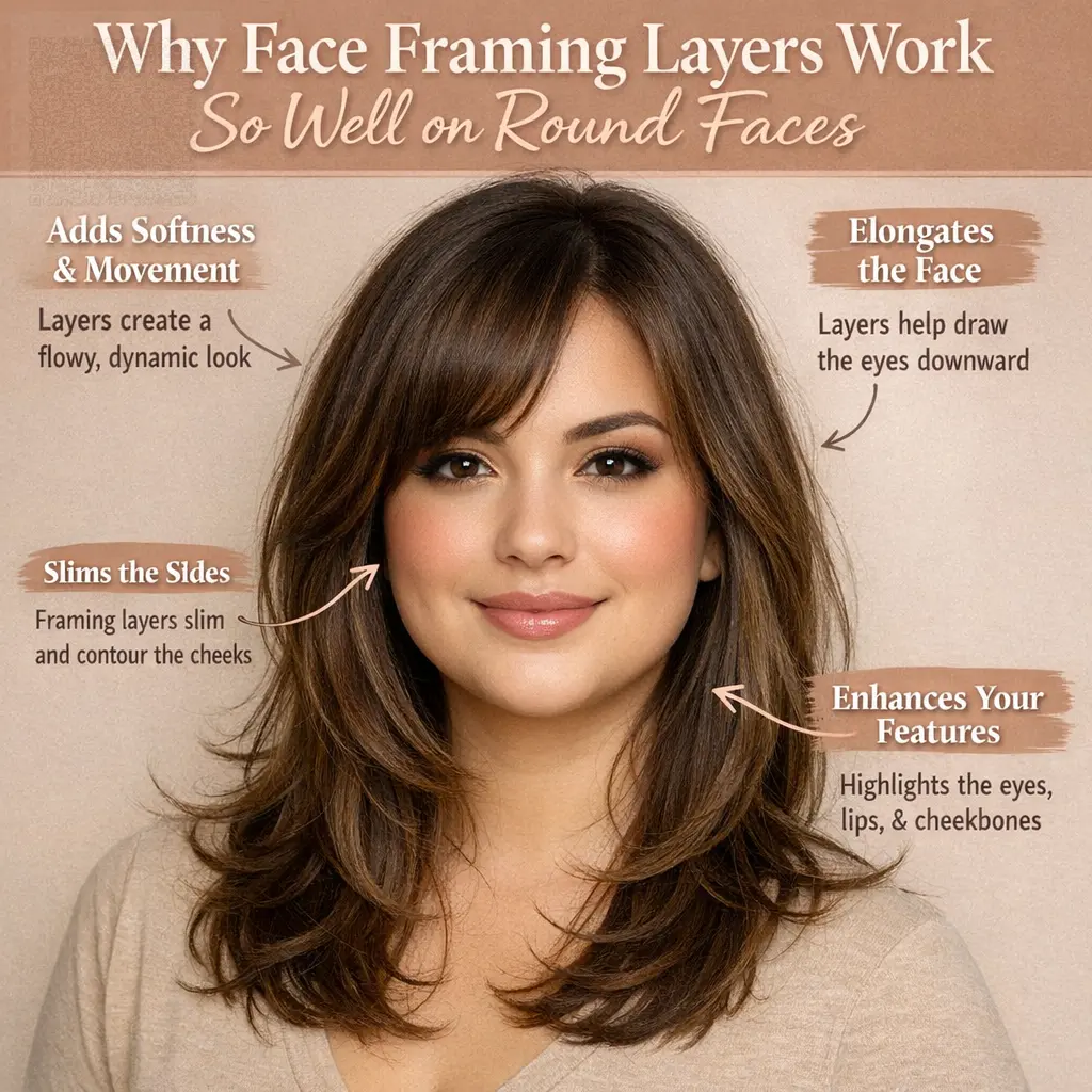 Why Face Framing Layers Work So Well on Round Faces