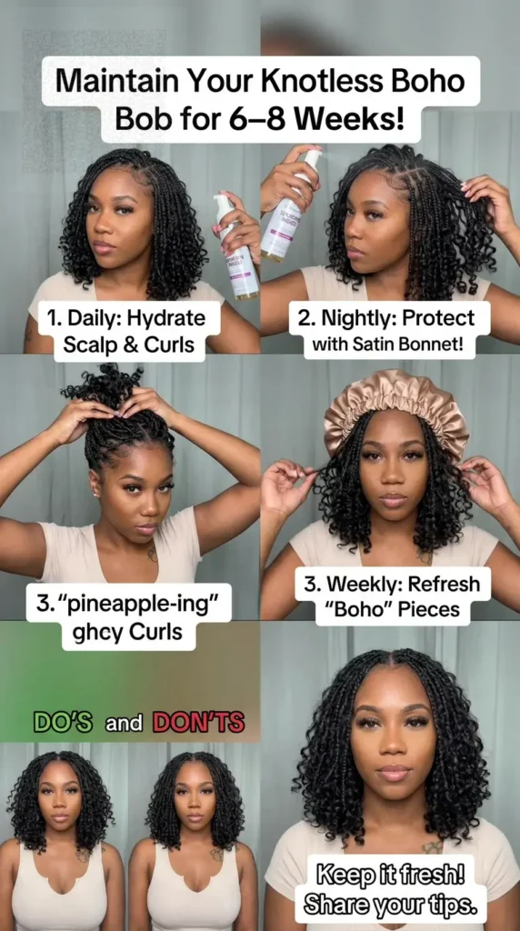 How to Maintain Your Knotless Boho Bob for 6–8 Weeks