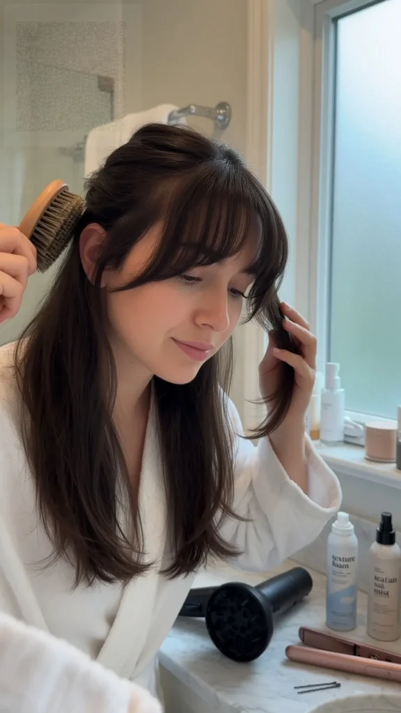 How to Style Curtain Bangs with Long Hair