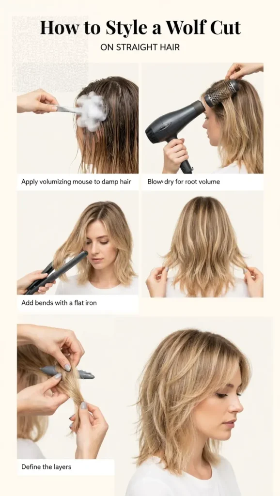 How to Style a Wolf Cut on Straight Hair