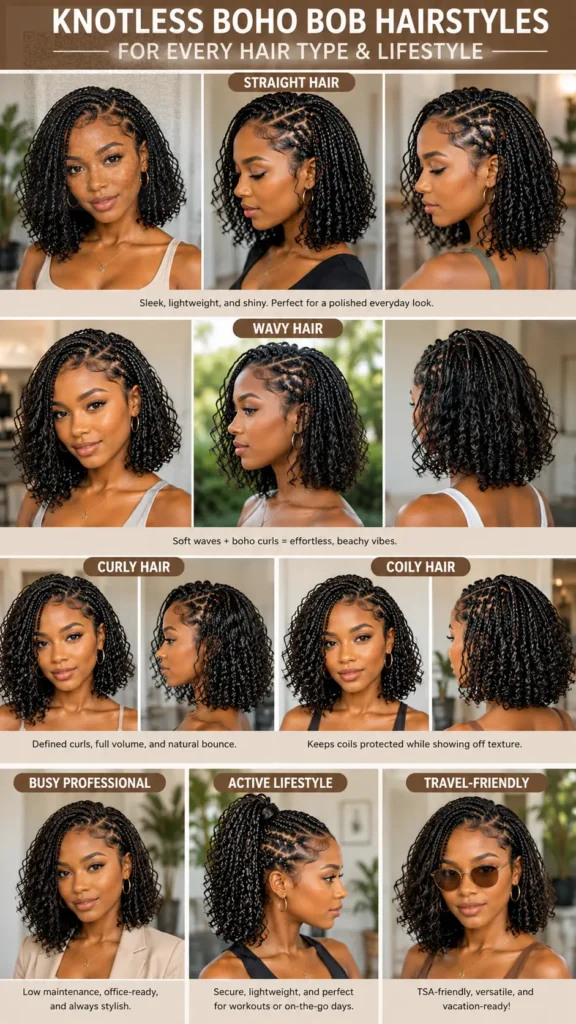 Knotless Boho Bob Hairstyles for Every Hair Type & Lifestyle