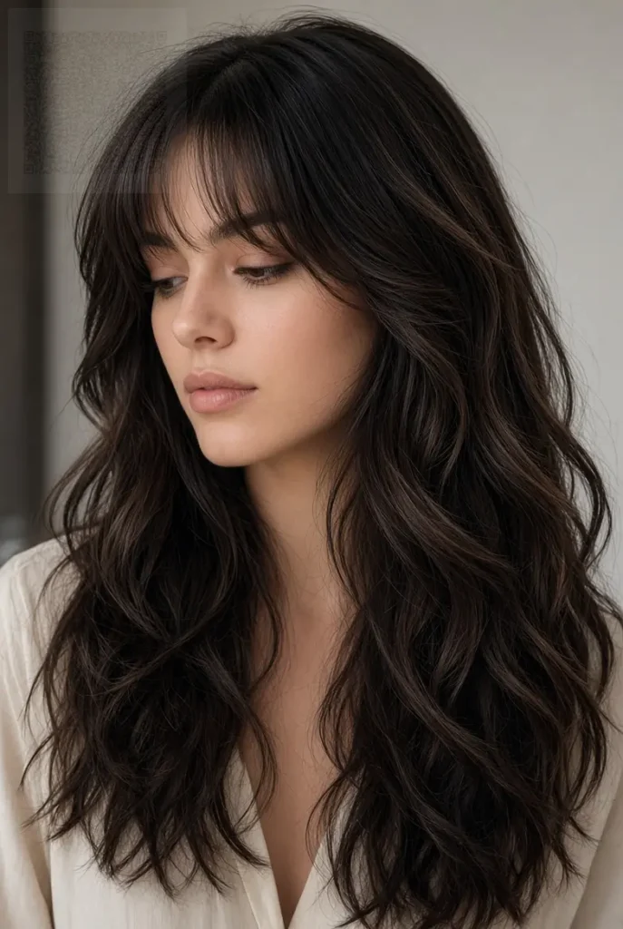 Long Wavy Hair With Curtain BangsfWavy Bob With Curtain Bangs