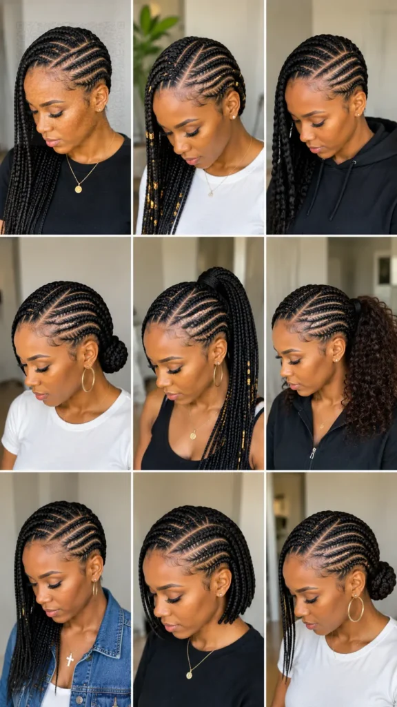 Side-Part Cornrows