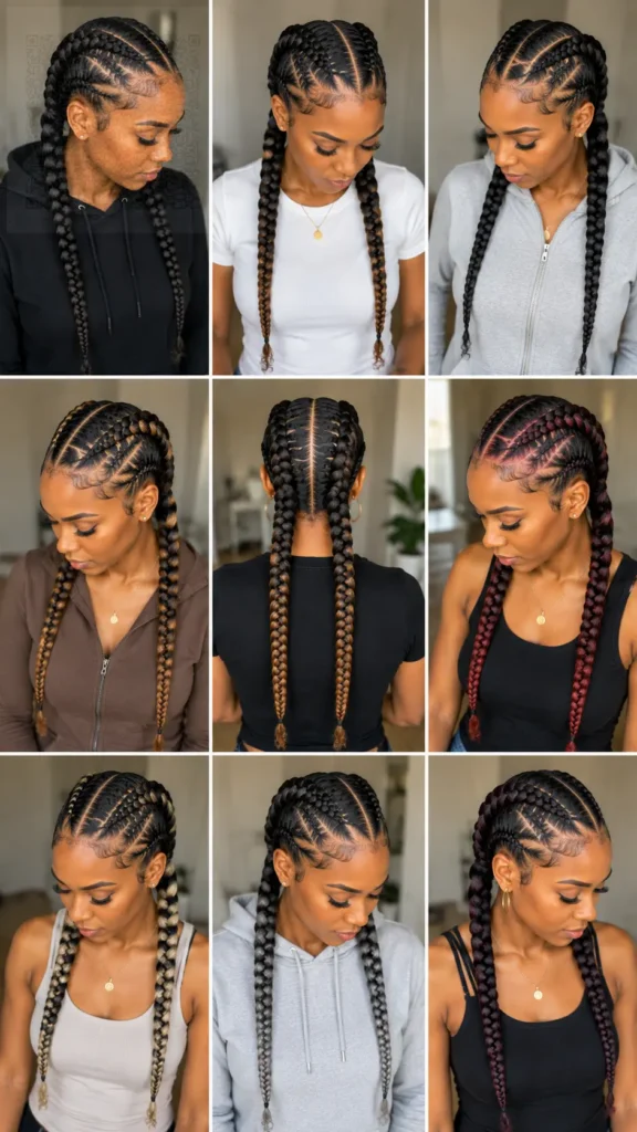Two Cornrow Braids With Extensions