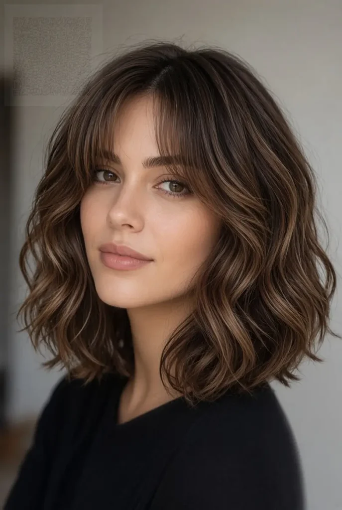Wavy Bob With Curtain Bangs