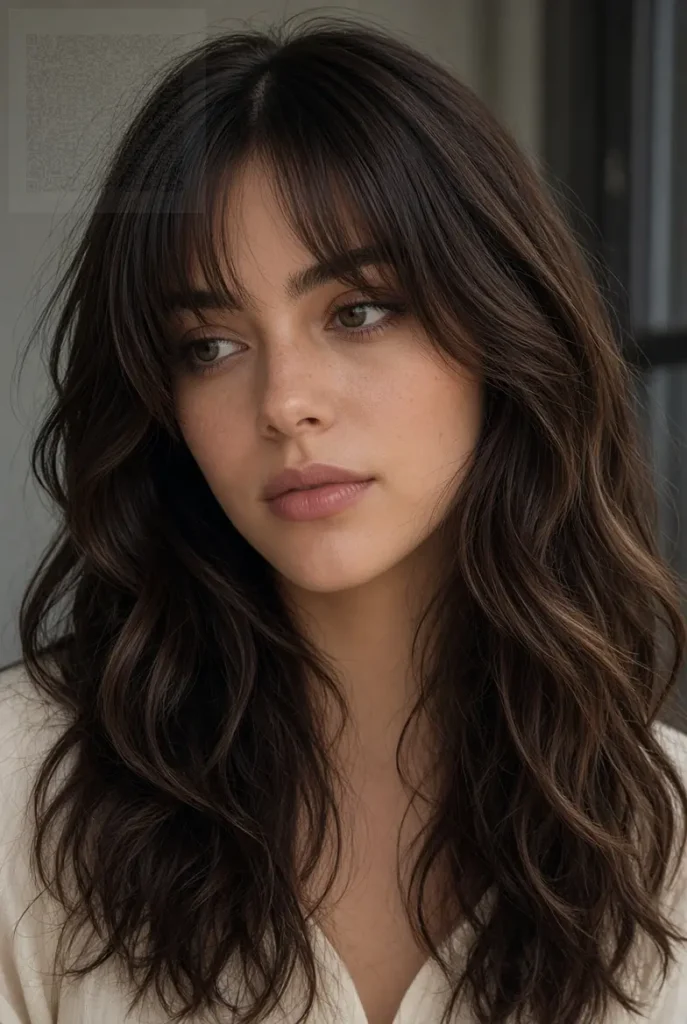 Wavy Hair With Bangs and a Middle Part