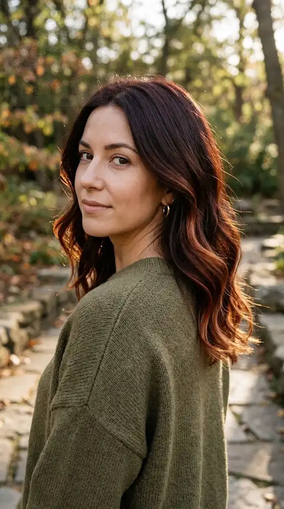 Dark Auburn Hair With Subtle Copper Ends