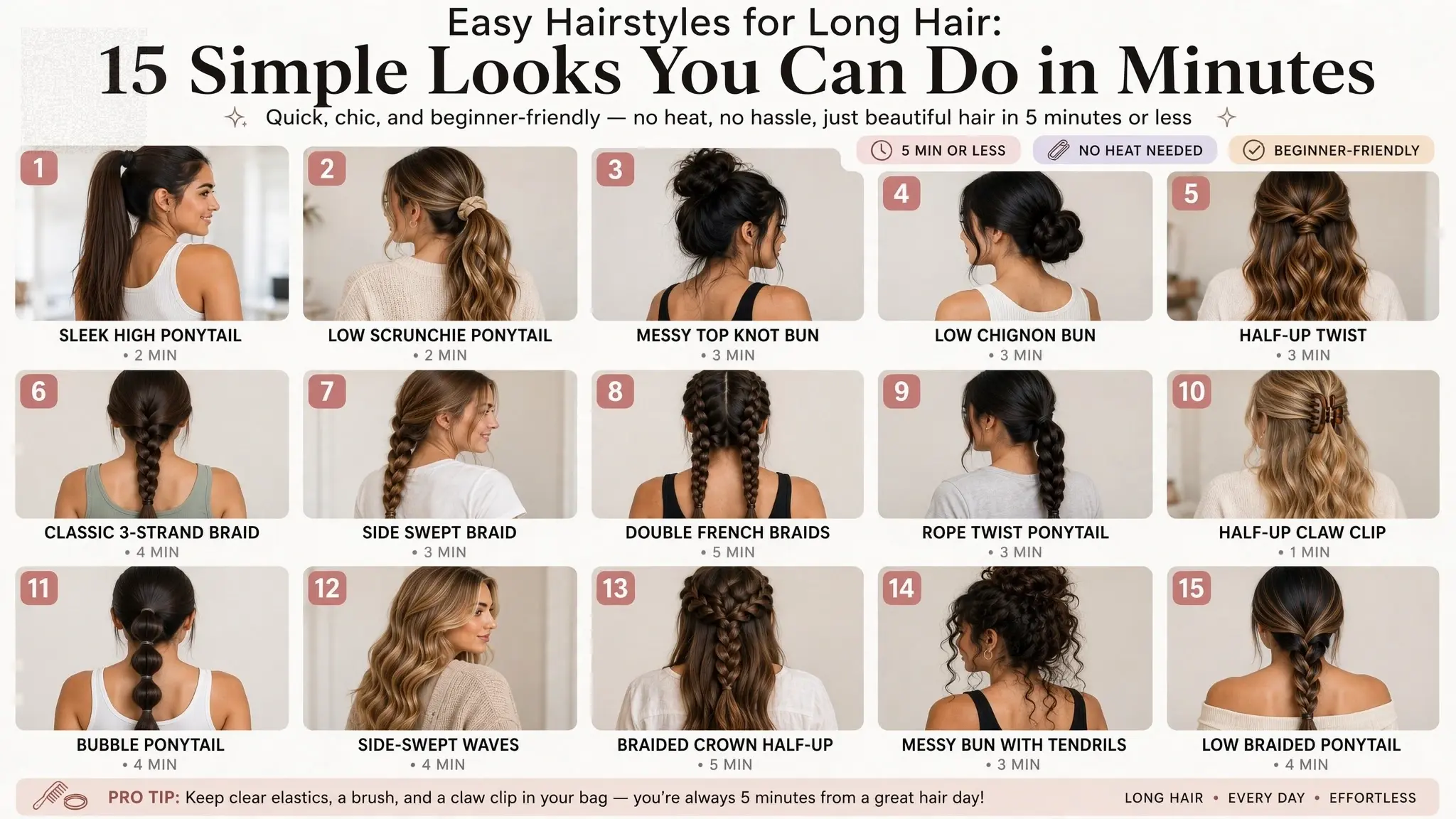 Easy Hairstyles for Long Hair: 15 Simple Looks You Can Do in Minutes