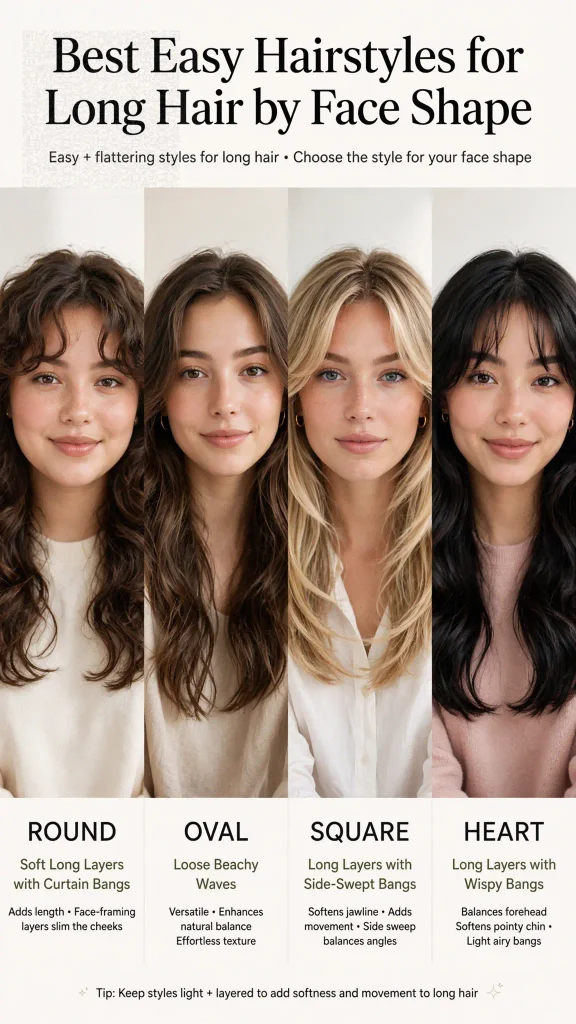 Best easy hairstyles by face shape - round oval square heart