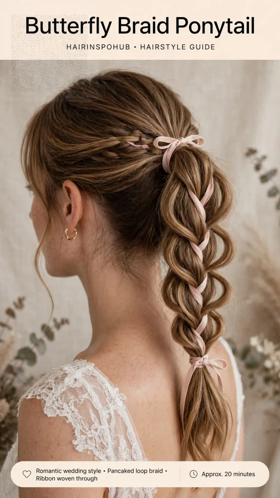 Butterfly and bubble braid hybrid ponytail