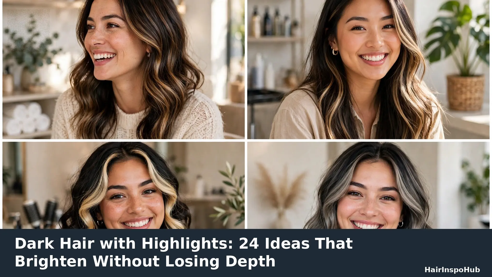 Dark Hair with Highlights: 24 Ideas That Brighten Brunettes