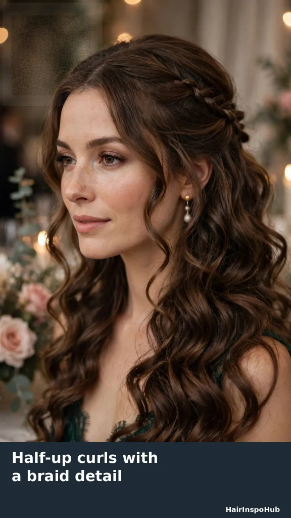 Half-up curls with a braid detail