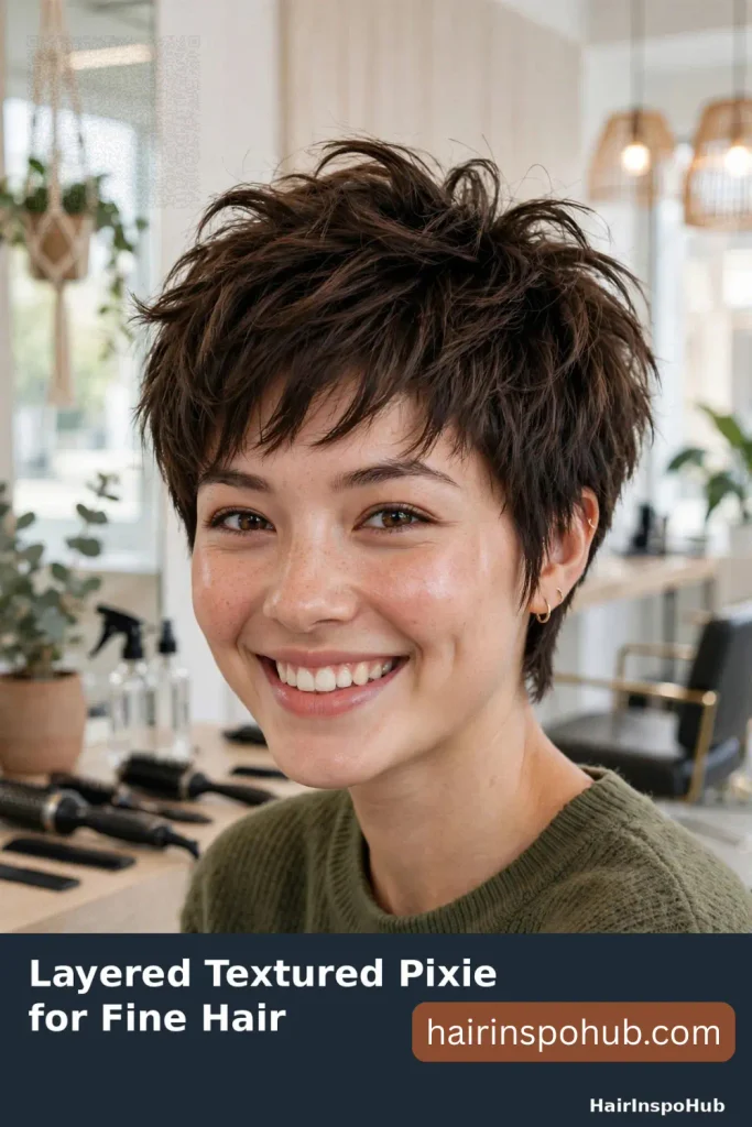 Layered Textured Pixie for Fine Hair