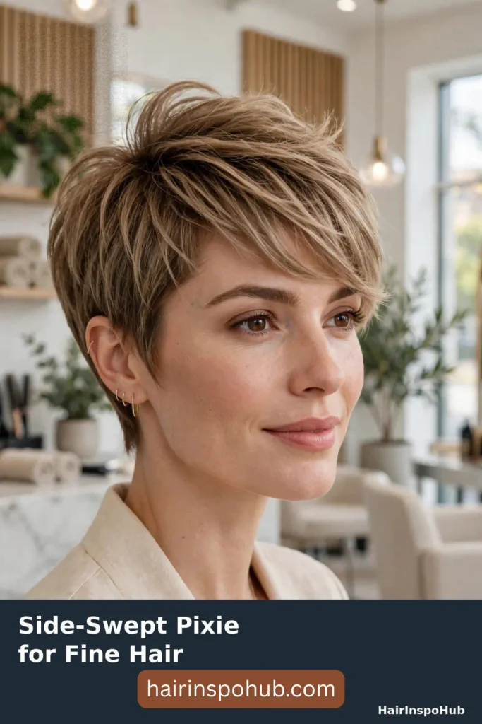 Side-Swept Pixie for Fine Hair