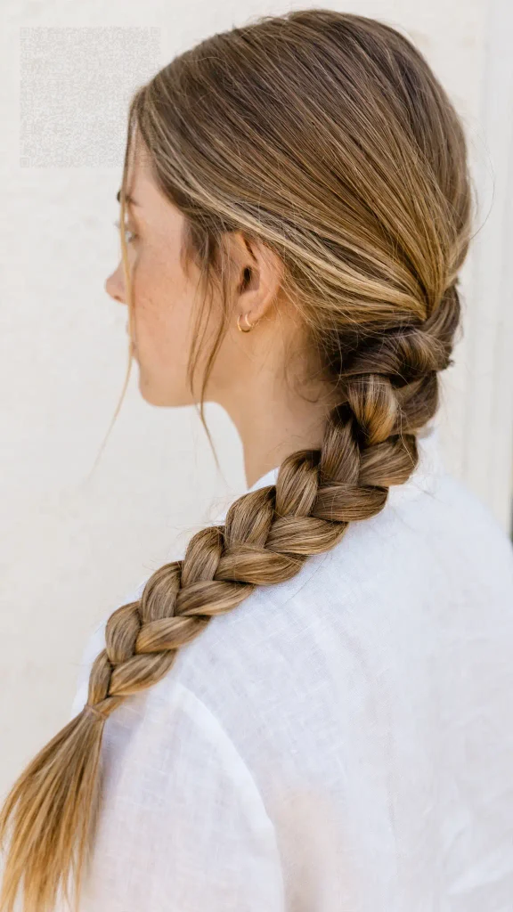 Simple three-strand braid for long hair